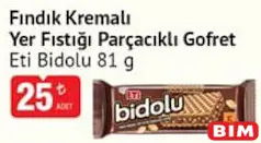ETİ BİDOLU FINDIK KREMALI YER FISTIĞI PARÇACIKLI GOFRET 81 G